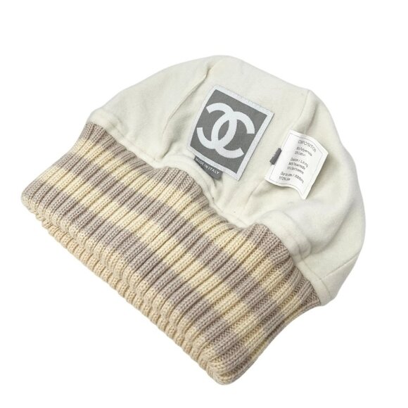 CHANEL Sport Vintage Coco Mark Logo Knit Beanie Winter Ski Hat #M Blue [105001] - Picture 10 of 13